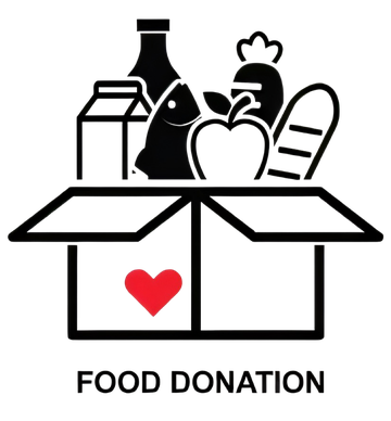Food donation — a box of groceries with a heart