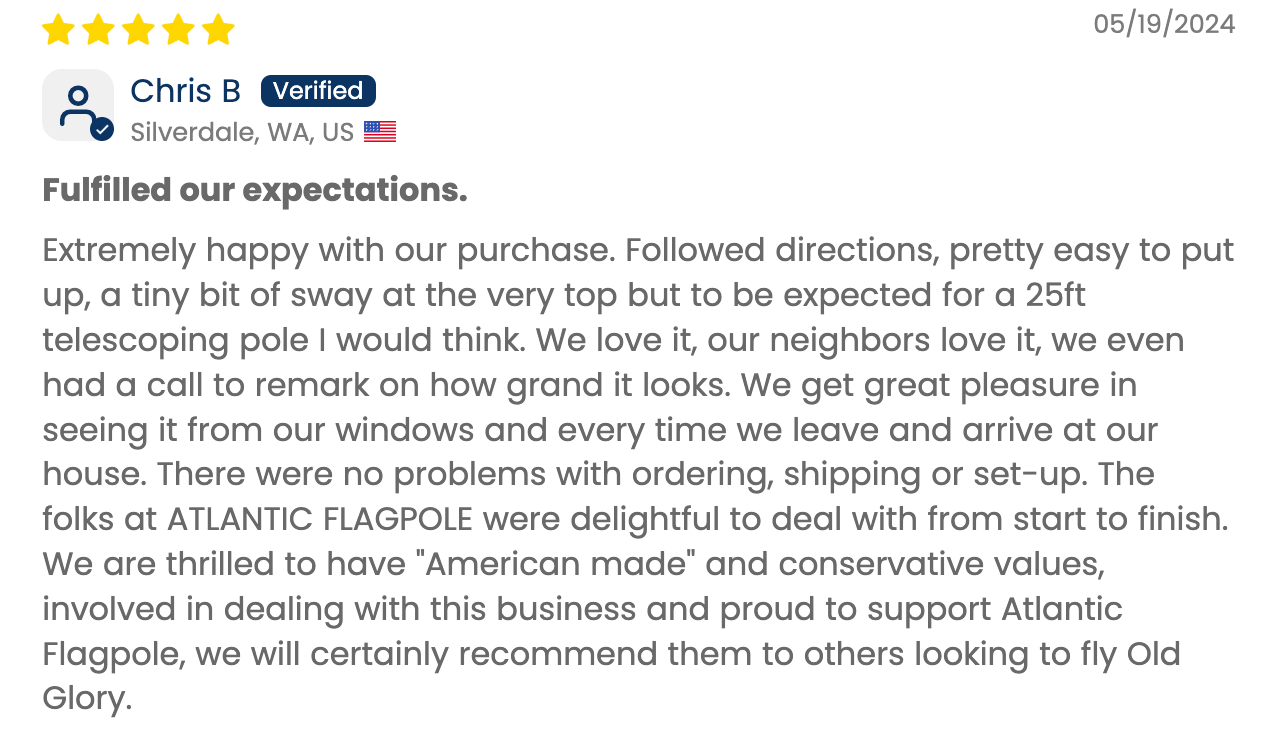 Verified customer review of the Phoenix flagpole