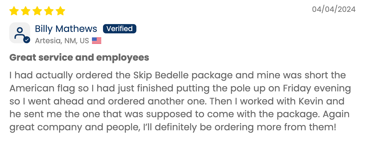 Verified customer review of the Phoenix flagpole
