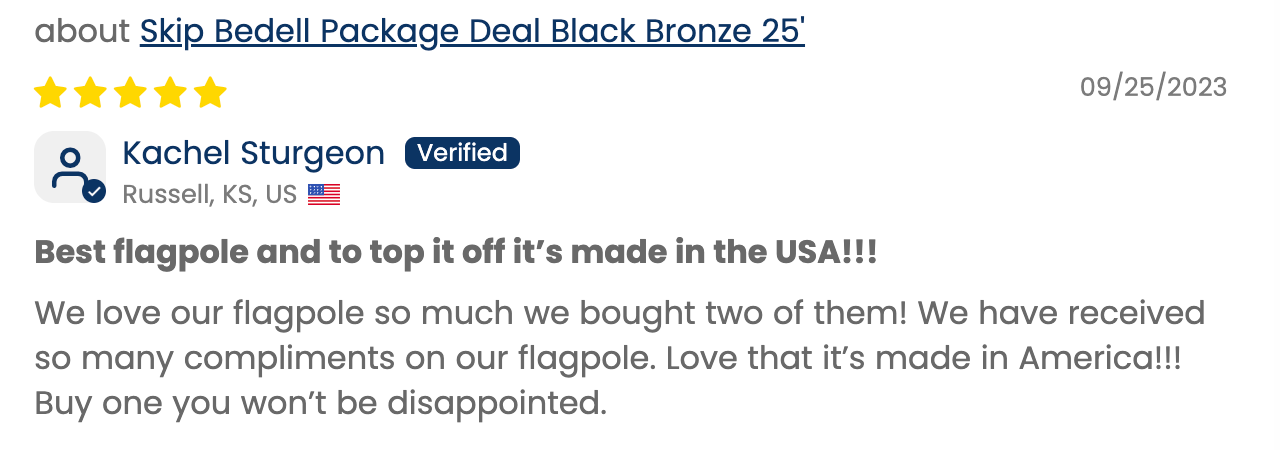 Verified customer review of the Phoenix flagpole